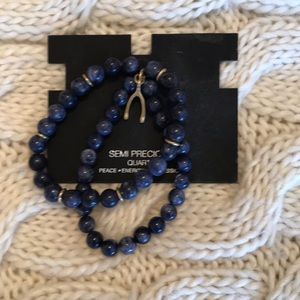 NWT Semi Precious Dark Blue Quartz Bracelet